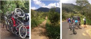photo collage showing preparations and MTB trail in Bali