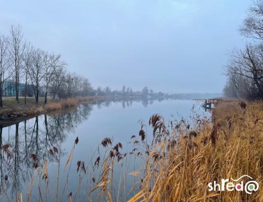 view of old danube on a cold winter day